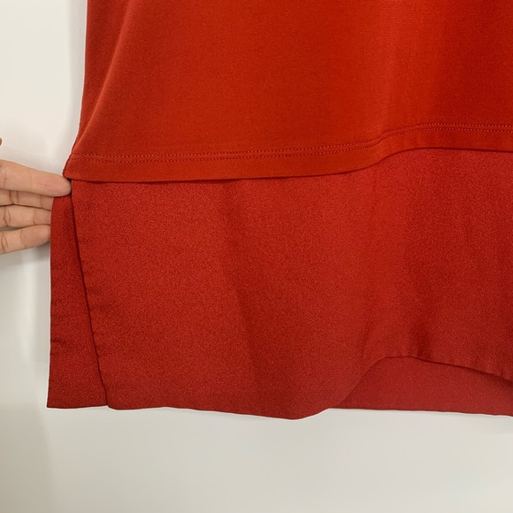 Calvin Klein Fall Red Orange Short Sleeve Crewneck Tunic Blouse Size Medium - Picture 6 of 15